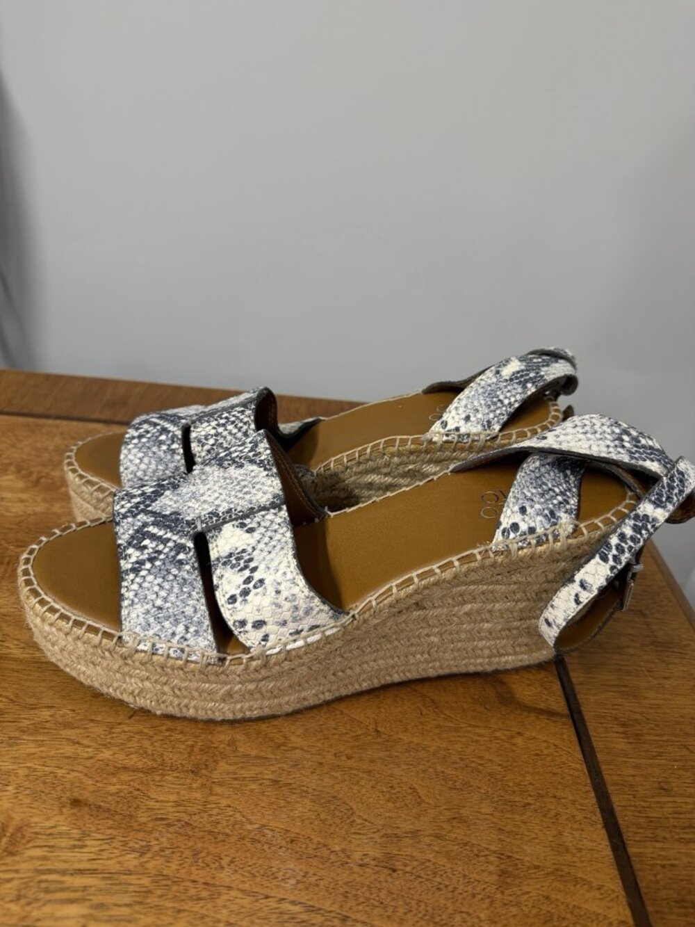 Franco Sarto Women’s 10 TAYLA Wedge Heels H Sandals Animal Print Espadrilles‎